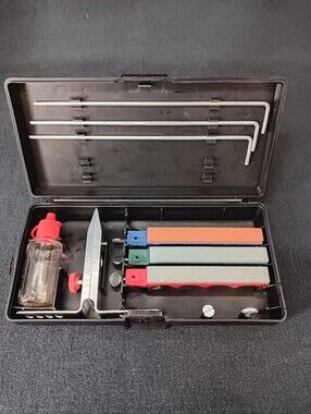 Vintage LS Lansky 3 Stone Knife Sharpening Kit In Original Case No Oil USA